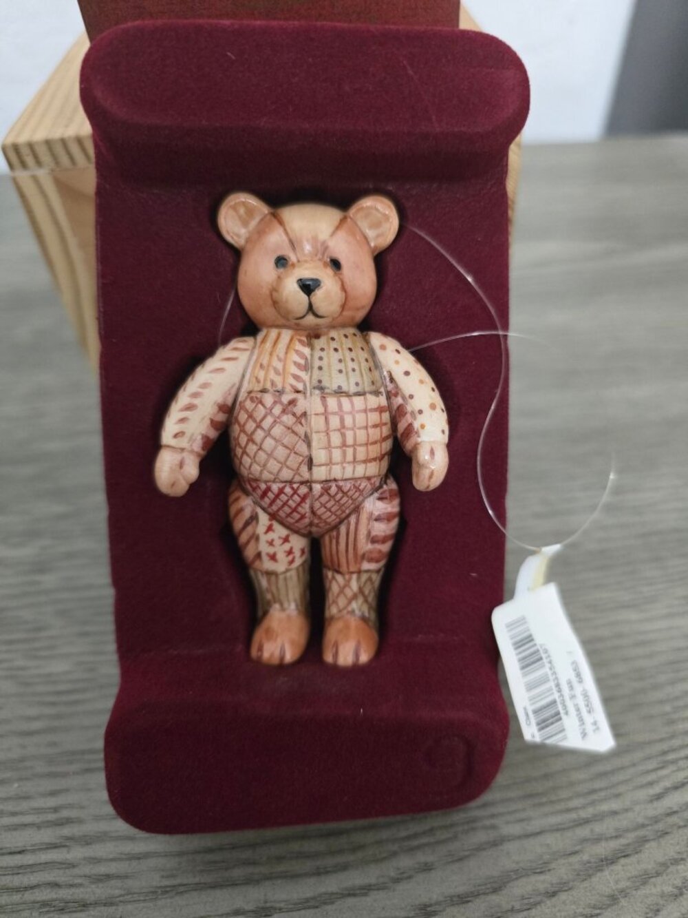 Vintage Villeroy & Boch Patchwork Winter Fun Teddy Bear Ornament Retired